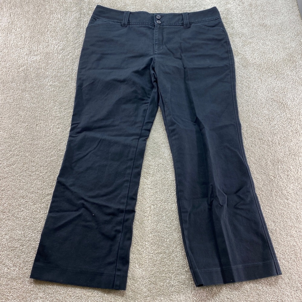 Eddie Bauer Vashon Fit Pants Womens 14 Black Cotton Stretch Straight Trousers